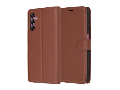 71859 6 techsuit leather folio puzdro na samsung galaxy a14 4g a14 5g hnedy