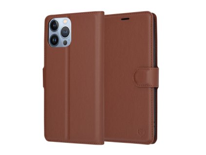 63804 6 techsuit leather folio puzdro na iphone 13 pro max hnedy
