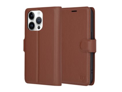 63810 6 techsuit leather folio puzdro na iphone 14 pro hnedy