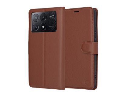 75414 6 techsuit leather folio puzdro pre xiaomi poco x6 pro hnede