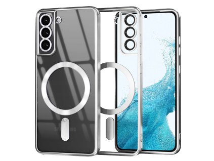 66699 6 techsuit luxury crystal magsafe puzdro na samsung galaxy s22 5g strieborny