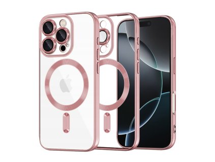 61119 6 techsuit luxury crystal magsafe kryt na iphone 16 pro ruzovy