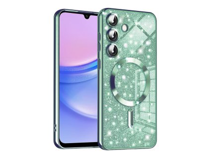 70311 techsuit luxury glitter magsafe puzdro na samsung galaxy a15 4g a15 5g svetlozeleny