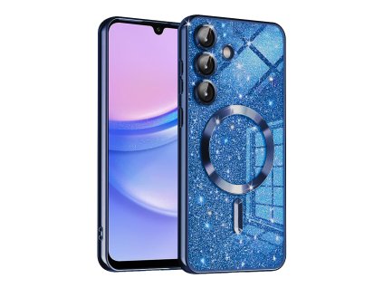 70308 techsuit luxury glitter magsafe puzdro na samsung galaxy a15 4g a15 5g tmavomodry