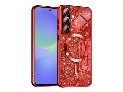 71331 techsuit luxury glitter magsafe puzdro na samsung galaxy a36 5g a56 5g cerveny