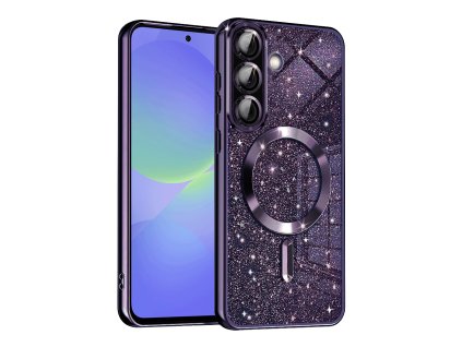 71346 techsuit luxury glitter magsafe puzdro na samsung galaxy a36 5g a56 5g tmavofialovy