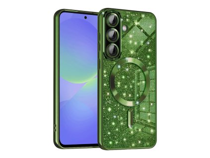 71328 techsuit luxury glitter magsafe puzdro na samsung galaxy a36 5g a56 5g tmavozeleny