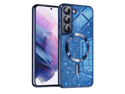 66909 techsuit luxury glitter magsafe puzdro na samsung galaxy s21 5g tmavomodry