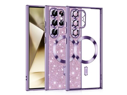 67005 techsuit luxury glitter magsafe puzdro na samsung galaxy s22 ultra 5g svetlofialovy