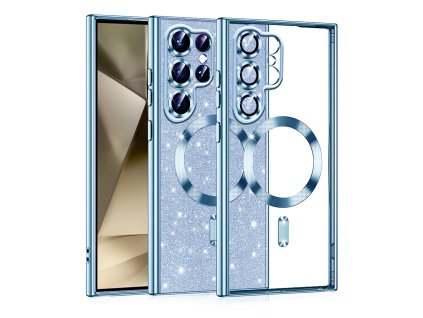 66996 techsuit luxury glitter magsafe puzdro na samsung galaxy s22 ultra 5g svetlomodry