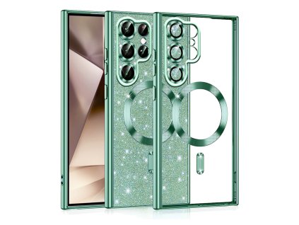 67002 techsuit luxury glitter magsafe puzdro na samsung galaxy s22 ultra 5g svetlozeleny