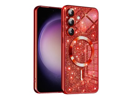 67080 techsuit luxury glitter magsafe puzdro na samsung galaxy s23 fe cerveny