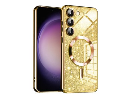 67038 techsuit luxury glitter magsafe puzdro na samsung galaxy s23 plus zlaty