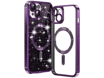 59661 techsuit luxury glitter magsafe kryt na iphone 15 plus tmavo fialovy