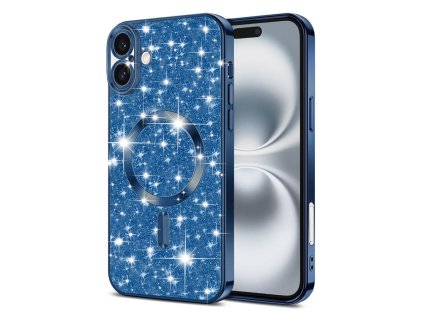 61176 techsuit luxury glitter magsafe kryt na iphone 16 tmavo modry