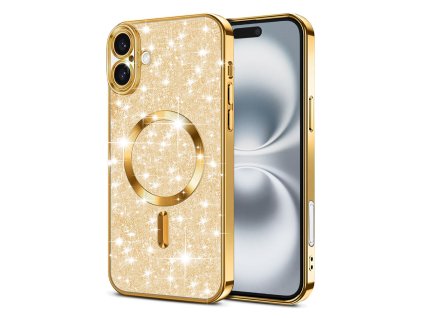61182 techsuit luxury glitter magsafe kryt na iphone 16 zlaty