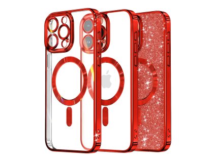 61197 techsuit luxury glitter magsafe kryt na iphone 16 pro cerveny