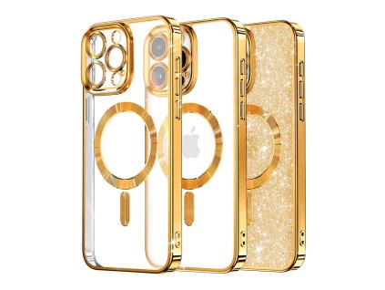 61260 techsuit luxury glitter magsafe kryt na iphone 16 pro zlaty