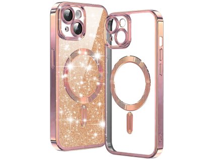 72507 techsuit luxury glitter magsafe puzdro pre iphone 15 plus ruzovozlate