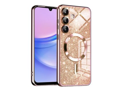 72951 techsuit luxury glitter magsafe puzdro pre samsung galaxy a15 4g a15 5g ruzovozlate