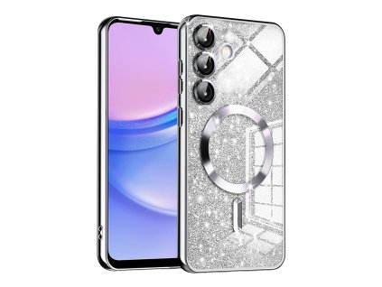 72936 techsuit luxury glitter magsafe puzdro pre samsung galaxy a15 4g a15 5g strieborne