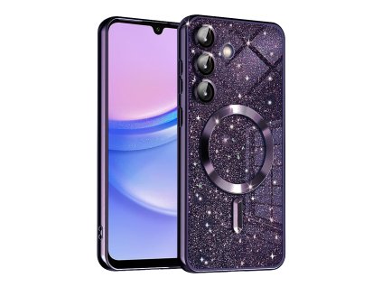 72945 techsuit luxury glitter magsafe puzdro pre samsung galaxy a15 4g a15 5g tmavofialove