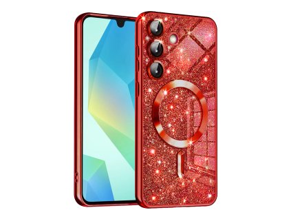 73191 techsuit luxury glitter magsafe puzdro pre samsung galaxy a16 4g a16 5g cervene