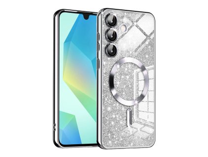 73197 techsuit luxury glitter magsafe puzdro pre samsung galaxy a16 4g a16 5g strieborne