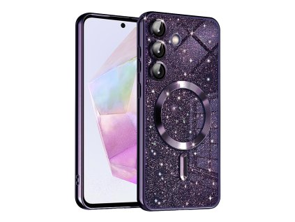 72969 techsuit luxury glitter magsafe puzdro pre samsung galaxy a35 5g tmavofialove