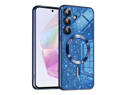 72957 techsuit luxury glitter magsafe puzdro pre samsung galaxy a35 5g tmavomodre