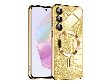 72963 techsuit luxury glitter magsafe puzdro pre samsung galaxy a35 5g zlate
