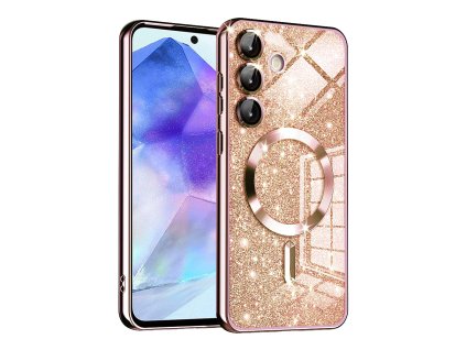 73002 techsuit luxury glitter magsafe puzdro pre samsung galaxy a55 5g ruzovozlate