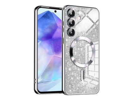 72984 techsuit luxury glitter magsafe puzdro pre samsung galaxy a55 5g strieborne