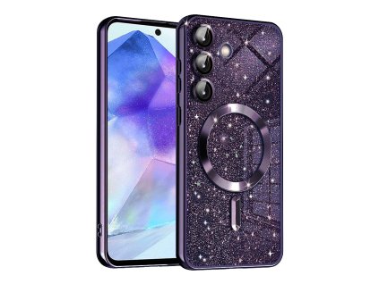 72993 techsuit luxury glitter magsafe puzdro pre samsung galaxy a55 5g tmavofialove
