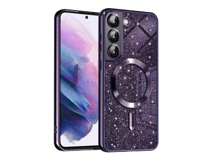 72513 techsuit luxury glitter magsafe puzdro pre samsung galaxy s21 5g tmavofialove