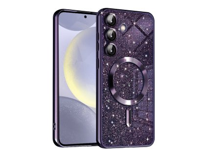 72615 techsuit luxury glitter magsafe puzdro pre samsung galaxy s24 plus tmavofialove