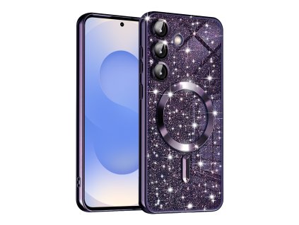 73131 techsuit luxury glitter magsafe puzdro pre samsung galaxy s25 tmavofialove