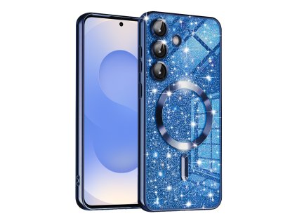 73119 techsuit luxury glitter magsafe puzdro pre samsung galaxy s25 tmavomodre