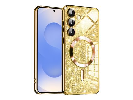 73125 techsuit luxury glitter magsafe puzdro pre samsung galaxy s25 zlate
