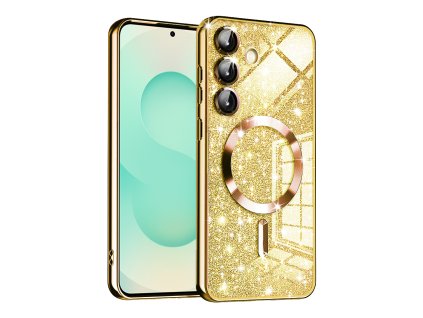 73149 techsuit luxury glitter magsafe puzdro pre samsung galaxy s25 plus zlate