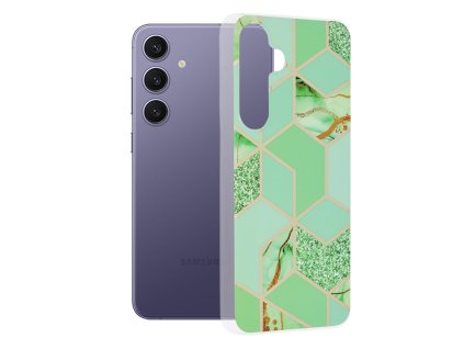 66411 techsuit marble series puzdro na samsung galaxy s24 plus green hex