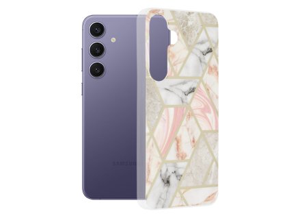 66408 techsuit marble series puzdro na samsung galaxy s24 plus pink hex
