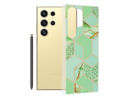 66423 techsuit marble series puzdro na samsung galaxy s24 ultra green hex