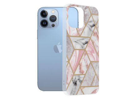 61947 techsuit marble series kryt na iphone 13 pro max ruzovy hex