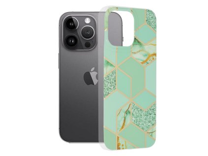 62031 techsuit marble series kryt na iphone 14 pro max zeleny hex