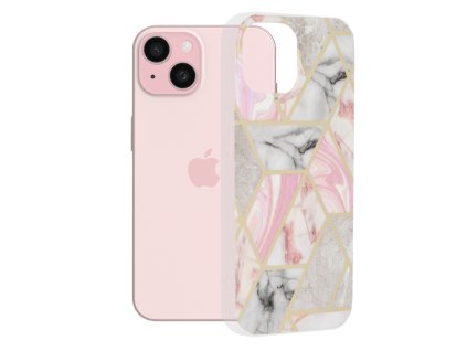 62142 techsuit marble series kryt na iphone 15 ruzovy hex