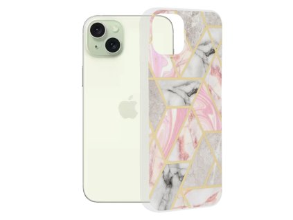 62172 techsuit marble series kryt na iphone 15 plus ruzovy hex