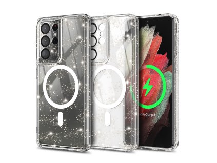67905 techsuit sparkleskin magsafe series puzdro na samsung galaxy s21 ultra 5g priehladny