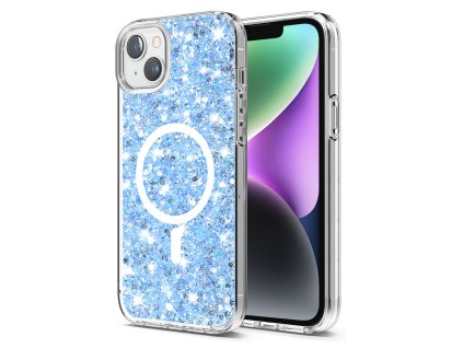 59361 techsuit sparkly glitter magsafe kryt na iphone 14 plus iphone 15 plus modry
