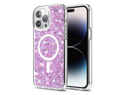 59397 techsuit sparkly glitter magsafe kryt na iphone 14 pro magenta